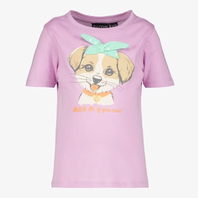 TwoDay meisjes T-shirt met hondje en strik lila - Maat 92