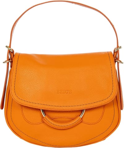 BRIC'S Leren Schoudertas Gondola Stella Bag Citrus Oranje