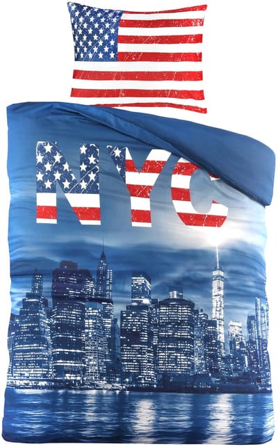 Decoware Dekbedovertrek New York 140x200 cm – Microvezel – Urban Thema - Met Kussensloop - Eenpersoons