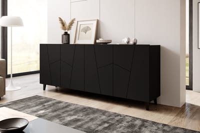 Meubella - Dressoir Ezer - Mat zwart - 200 cm