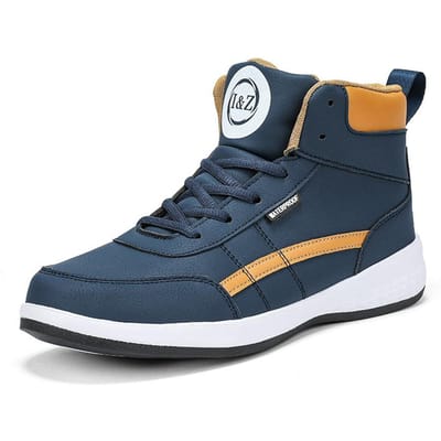 Nieuwe herfst heren high-top casual antislip sneakers van de ontwerper plusmaat 39-48 vetersluiting wandelen fitness leer herenschoenen 46 black