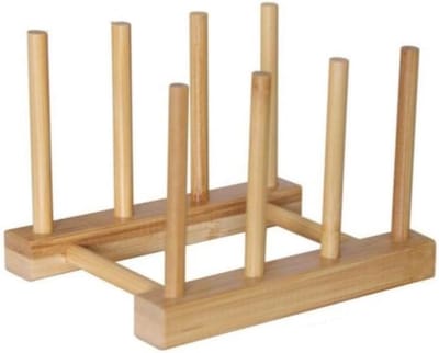 1 stuk afdruiprek, bordenhouder bamboe, dekselhouder, bamboe afdruiprek, voor het opbergen van platehouders