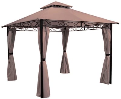 Luxe Paviljoen 3x3m | Tuinpaviljoen Taupe | Zonder Schroeven Opzetten | 100% Waterdicht PVC gecoat 270g/m² | Met Zijwanden | Partytent / Overkapping / Tuintent | Façil