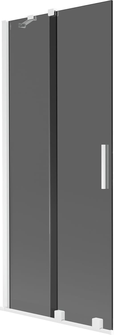 Mexen Velar badwand 2-delig schuif 80 x 150 , grafiet, wit - 896-080-000-41-20