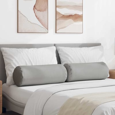 vidaXL Bolster Kussens 2 st Stof Wolkengrijs Ø 25 x 70 cm