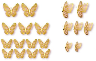 Dailygoods- Vlinderstickers 3D - 20 Stuks - Muurstickers Kinderen - Decoratie voor Thuis - Papieren Stickers - Milieuvriendelijk Materiaal - Muursticker