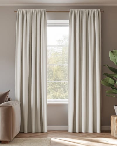 HOOMstyle Kant en Klaar gordijn met haakjes Amber - Verduisterend - Met Plooiband - 140x270cm - Off White / Beige