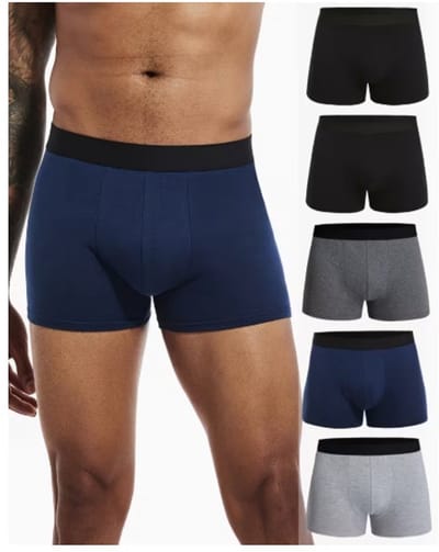 BamBella ® - Boxershorts - 5 stuks - maat S/M - katoenen Boxer short onderbroek lang Grijs zwart heren onderbroeken