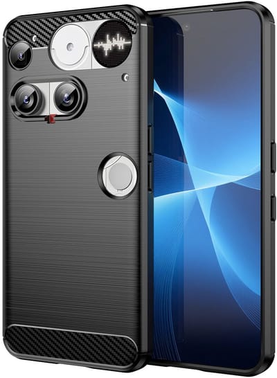 Geborsteld TPU Hoesje Geschikt voor Nothing Phone (3) | Beschermhoes | Back Cover | Flexibel TPU | Stijlvol Carbon | Dun | Zwart