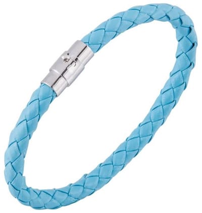 Gevlochten Leren Armband met Stalen Sluiting - Turquoise - Armbanden Heren Dames - Papa Cadeau Voor Mannen - Vaderdag
