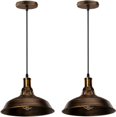 2 Stuks Hanglamp Binnen Industrieel Kroonluchter E27 Plafondlamp voor Slaapkamer Woonkamer Keuken Bronzen