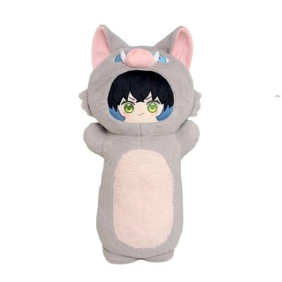 80cm Kimetsu No Yaiba Knuffelkussen Anime Hashibira Inosuke Pluche Pop Cadeaus Slaapkussen Speelgoed Voor Huisdecoratie Kussen gray