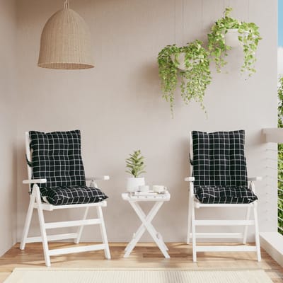 vidaXL - Stoelkussens - 2 - st - lage - rug - ruitpatroon - oxford - stof - zwart