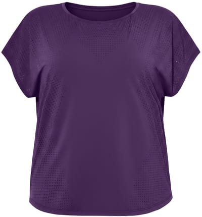 Studio Untold - Dames - Sporttop oversized model perforaties - Aubergine - Maat 46+