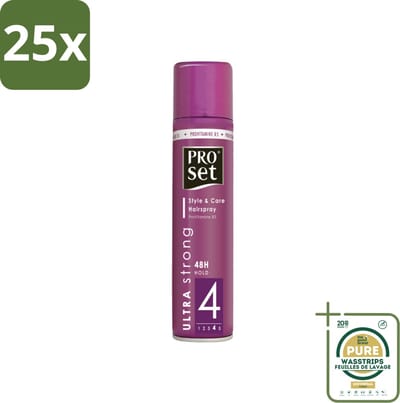 25 x Proset Haarspray Ultra Sterk 300 ml - Grootverpakking - Haarspray - 48 Uur Fixatie - Ultra Sterke Fixatie - ProVitamine B5 - Gezond Haar
