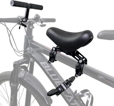Voorzitje fiets - Kinderzitje fiets - TENZHVXI® - Veilig Aluminium Frame Met Lederen Zadel - Inklapbare Pedalen En Stuur - Geschikt Voor Kinderen Tot 55 Kg - Compatibel Met Alle MTB Met Rechte Buis
