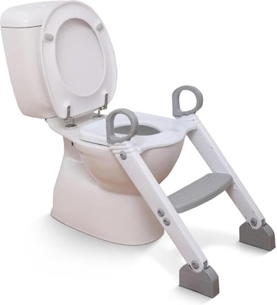 Toilet Trainer - Zindelijkheidstrainer - Zindelijkheidstraining - Verstelbare Stappen - 395 x 39 x 64 cm - Grijs Wit