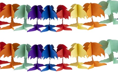Funny Fashion Hawaii palmbomen thema feestslinger - 2x - gekleurd - 400 cm - papier