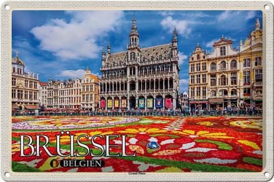Blechschild Reise 30x20cm Brüssel Belgien Grand Place