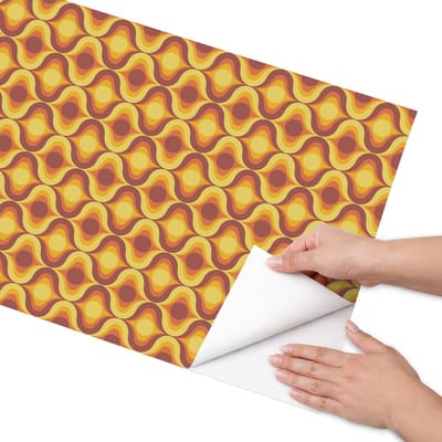 Coloray Meubel Wrap Folie - Geel Meubelfolie - 50x100 cm - Decoratiefolie Levenspatroon - Meubel Wrap Folie - Retro Meubelfolie - Plakfolie Meubels - Keuken decoratie - Achtergronden en patronen