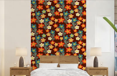 Behang - Fotobehang Retro - Patronen - Bloemen - Jaren 70 - Breedte 140 cm x hoogte 220 cm