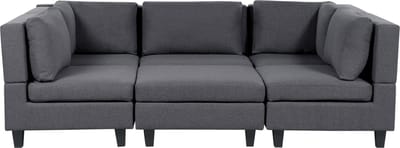 UNSTAD - Moduliare bank met hocker - Donkergrijs - 5-zits - Polyester