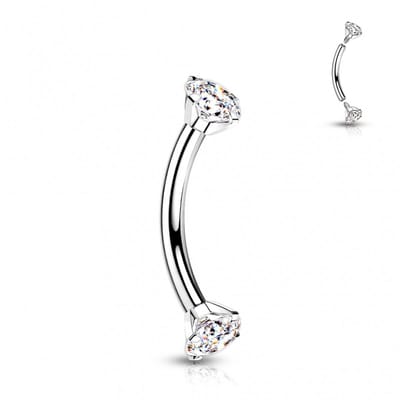 Piercing titanium curved rond intern 1.2x8x3 - zilver - LMPiercings