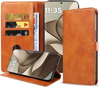 Geschikt voor Motorola Edge 50 Telefoonhoesje Kunstleer met Magnetisch lipje en Pasjeshouder Book Case met Klepje - Walletcase with Cardslot - Bruin - Smartphonica geschikt voor Motorola Edge 50
