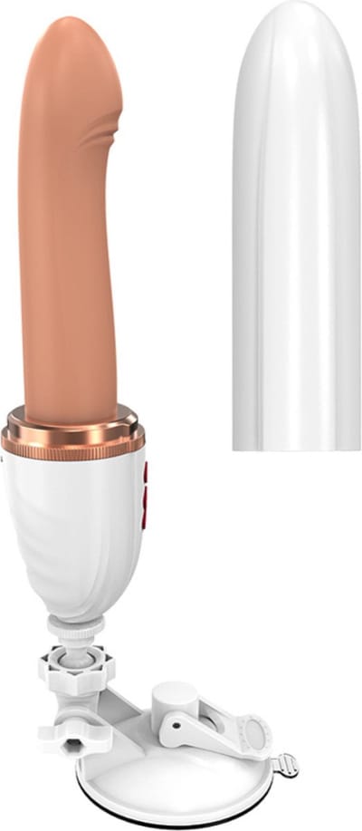 Bovista Stotende Dildo - Stotende Vibrator - Bewegende Dildo - Stotende Buttplug - Voor Mannen - Thrusting Dildo - Verwarmde Dildo - Wit