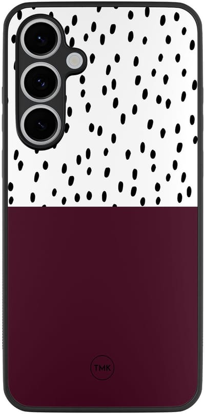 Hoesje geschikt voor Samsung Galaxy S24 FE - Burgundy dots - Paars - TPU case - Geometrisch patroon, Gestipt - Hardcase zwart telefoonhoesje