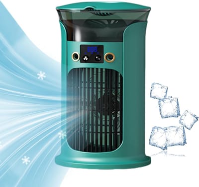 VHV - Luchtkoeler - Ventilatoren - Aircooler - Mobiele luchtkoeler - Mini airco - Bladloze ventilator - Stil - 880ml watertank - Met LED verlichting - Voor bureau en slaapkamer - Groen