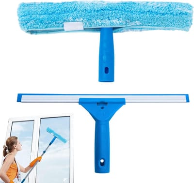 Raamwisser met Schuurborstel - Glasreiniger Raamreiniger - Ramen Schoonmaken - Geïntegreerde Microfiber Schuurborstel - 35 cm - Niet gespecificeerd