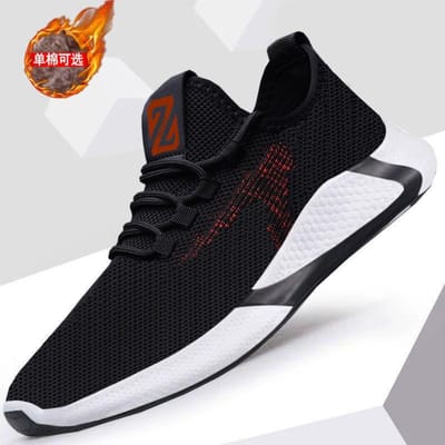 Nieuwe Mesh Schoenen Ademende Casual Schoenen Heren Trendy All-match Sportschoenen Heren Stoffen Schoenen 44 black