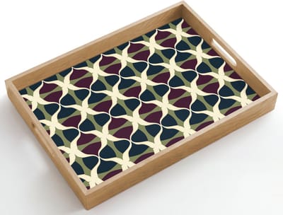 Dienblad hout 50x35 cm - Schootdienblad - Abstract - Retro - Kleurrijk - Borrelplank rechthoek - Plateau dienbladen