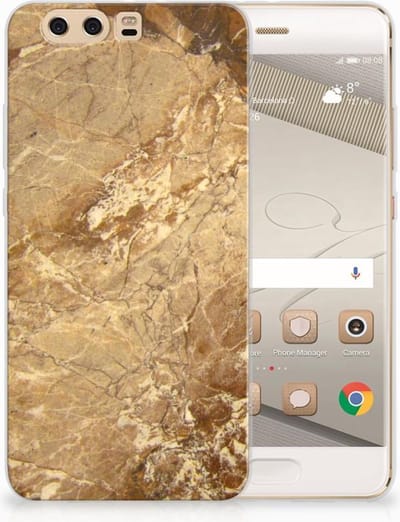 Huawei P10 Plus TPU Siliconen Hoesje Marmer Creme