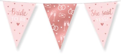 Vlaggenlijn Bride To Be - Rosé - 20x30 cm - 10 meter - Versiering