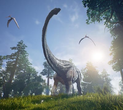 Dinosaurus langnek surprise (Alamosaurus) - Fotobehang (in banen) - 250 x 260 cm