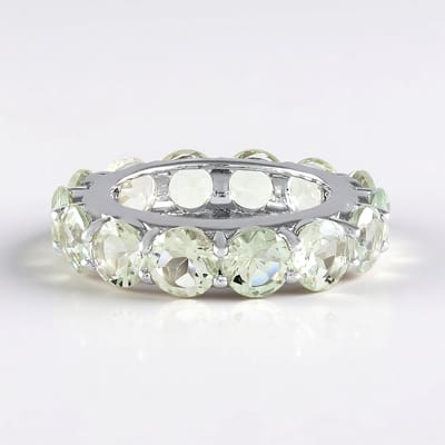 Cavill - Zilveren Damesring - 925 Sterling Zilver Geplatineerd - 14x Groene Amethisten Brazilie 5,352 ct Rond - Elegante Ring 25x25 mm
