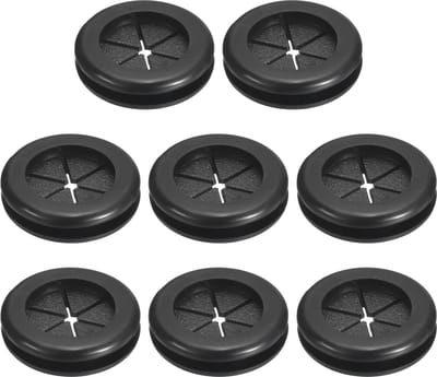Rubber, 16 mm ID 20 mm boorgat rubberen openingen bloembladvorm gatstop rubberen afdichting rond ter bescherming van draden en kabels, voor bureaus, zwart