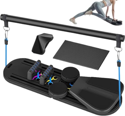 Opvouwbaar Pilates Bord - Fitness Apparaat - Kernoefening Thuis - Automatische Rebound - 98 cm Lengte - Zwart