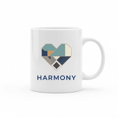 Harmony Mok – Moderne Geometrische Hart Kunst Koffiemok – 330 ml Keramische Mok