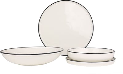Rinart Serviesset - Black Edge - 24 delig - 6 persoons - Porselein