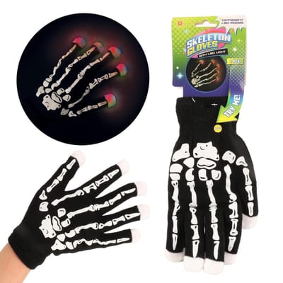 Toi-toys Handschoenen Met Led-lichtjes En Skeletprint Zwart
