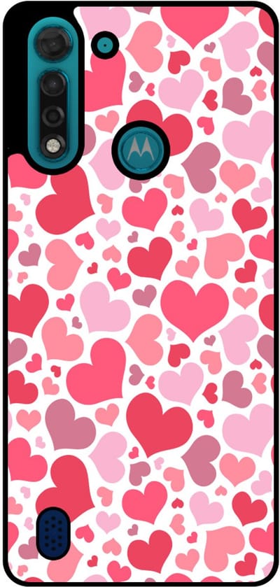 Smartphonica Telefoonhoesje Geschikt voor Motorola Moto G8 Power Lite met Hartjes Print - Hearts Design TPU Backcover Case - Kinder Hoesje met Hartjes Design geschikt voor Motorola Moto G8 Power Lite