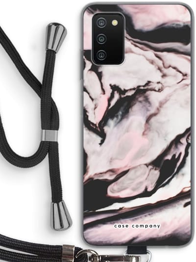 Case Company® - Hoesje met koord geschikt voor Samsung Galaxy A03S hoesje met Koord - Roze stroom - Telefoonhoesje met Zwart Koord - Bescherming aan alle Kanten en Over de Schermrand