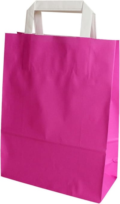 25 Roze Papieren Draagtassen met Platte Handvatten 18x22 cm - Milieuvriendelijke Boodschappentassen