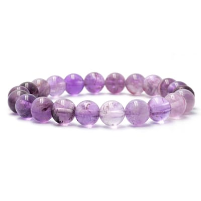 Bixorp Gems Paarse Fantoomkwarts Edelstenen Armband - 8mm / 18cm - Luxe Handgemaakte Kralenarmband