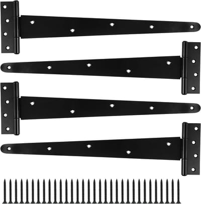 Set van 4 kruisscharnieren 400 mm zwart gepoedercoat - zware belasting - schuurdeuren tuinpoort ramen houten deuren