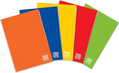 SnelShoppen - Set van 5 Maxi-Schriften A4 Liniatuur 1R Gelinieerd Zonder Rand, 80 g/m² Papier, Verschillende Kleuren, Perfect Voor School, Werk en Cre