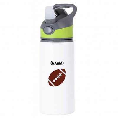 Hacebo® - Rugbybal met eigen naam waterfles met rietje groen - Rugby - mensen die houden van rugby - gepersonaliseerde - sport - rugby liefhebbers - verjaardagscadeau - kado - gift - geschenk - verrassing - water fles - 650ML